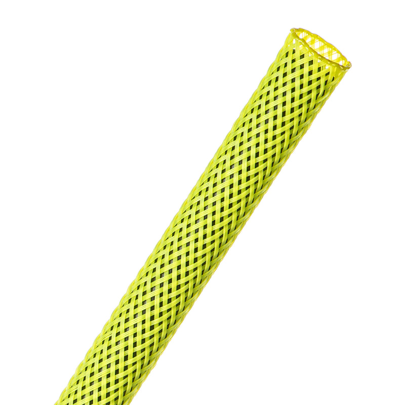 Techflex Flexo PET Expandable Braided Sleeving (3/8" Highlighter Yellow, By the Foot)
