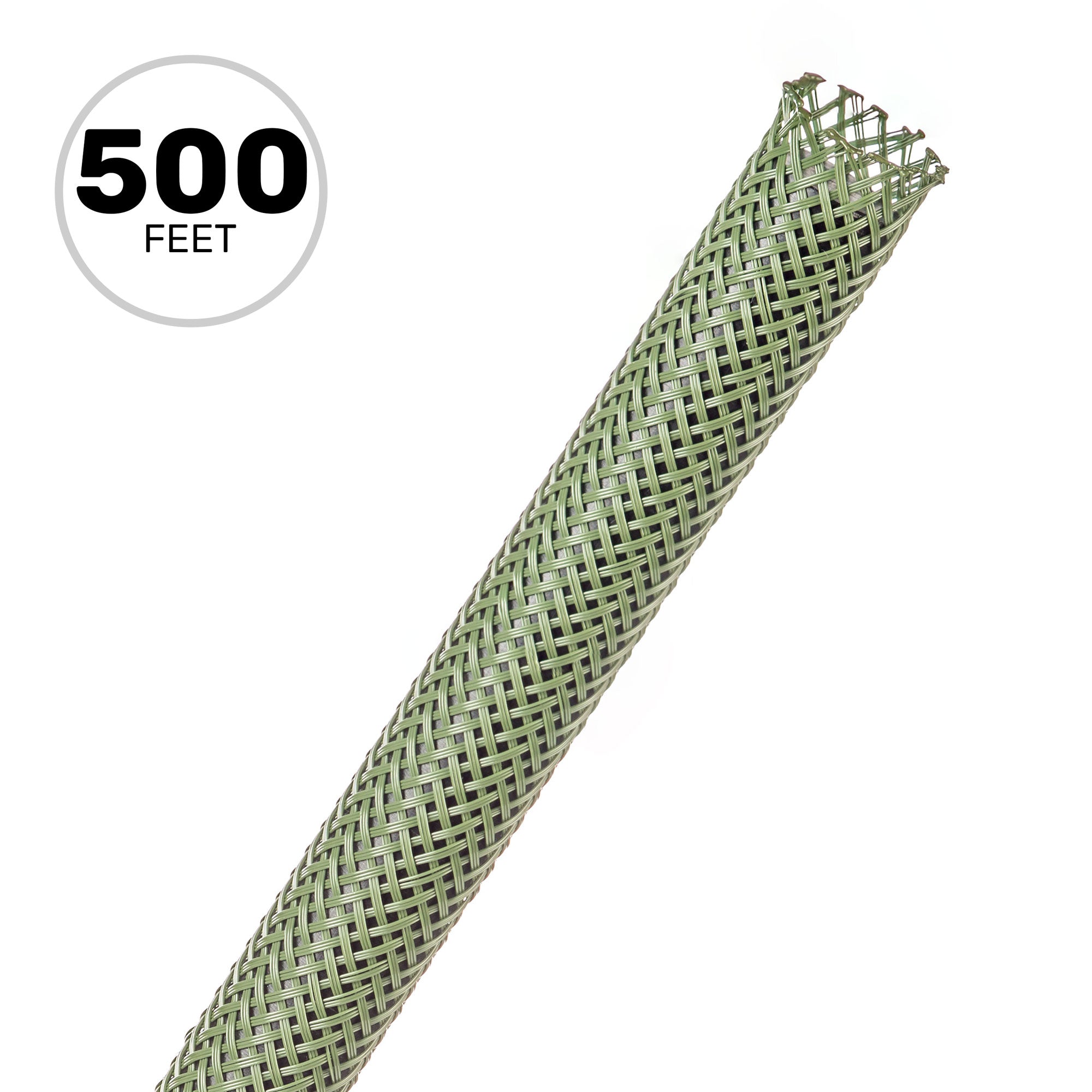 Techflex Flexo PET Expandable Braided Sleeving (3/8" Olive Drab OD Green, 500' Spool)