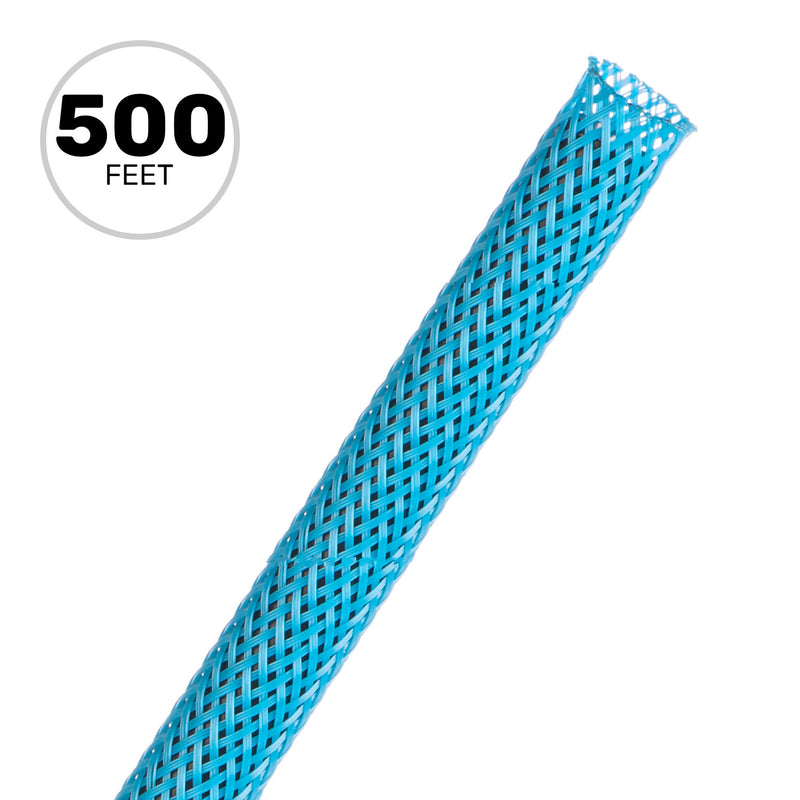 Techflex Flexo PET Expandable Braided Sleeving (3/8" Teal Blue, 500' Spool)