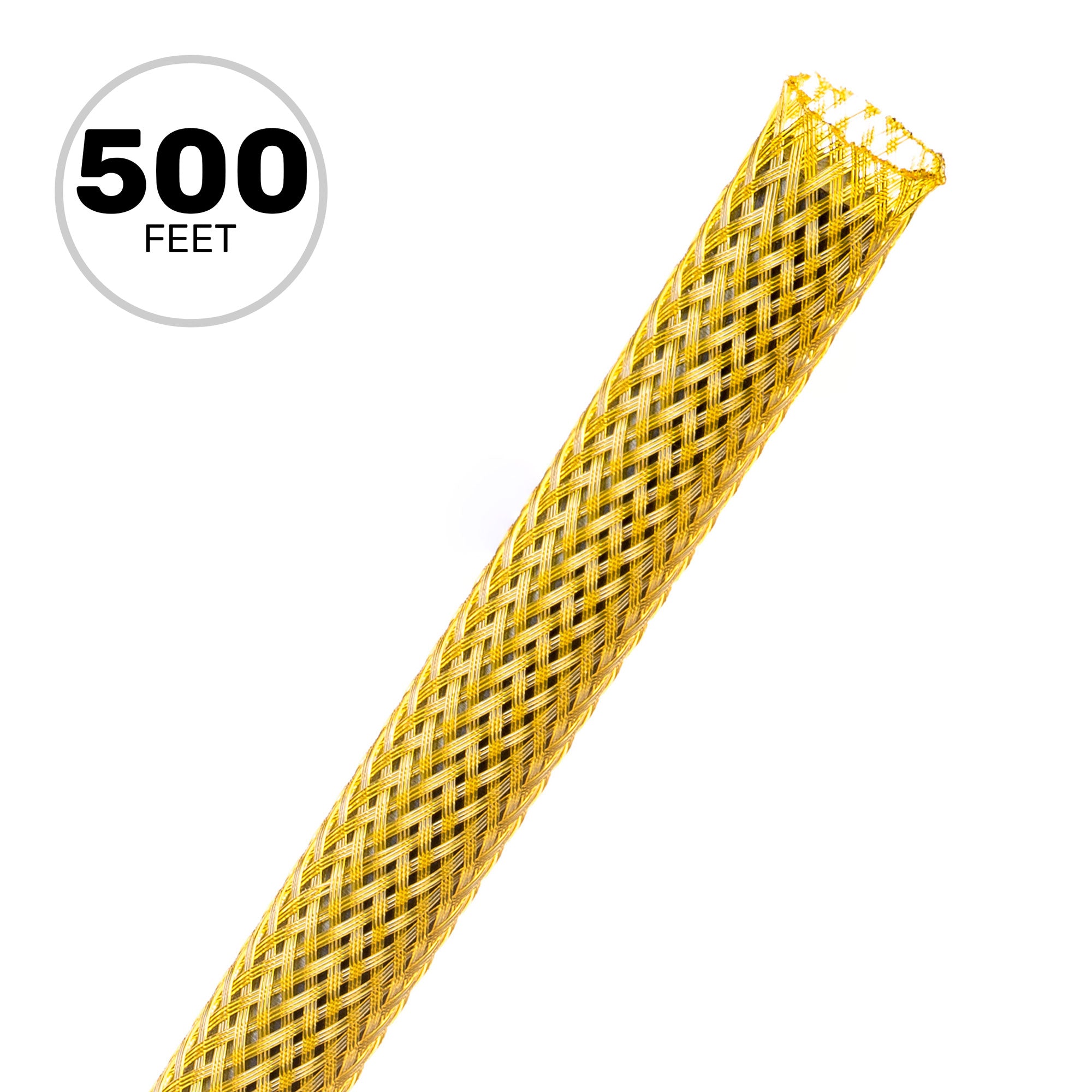 Techflex Flexo PET Expandable Braided Sleeving (3/8" Yellow, 500' Spool)