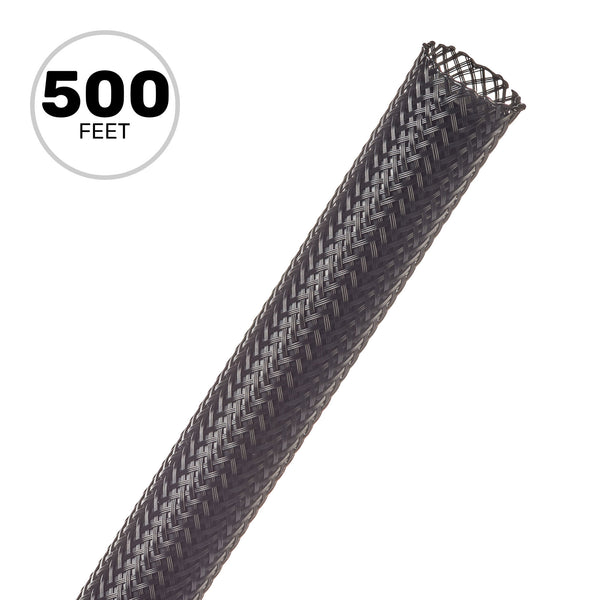 Techflex Flexo PET Expandable Braided Sleeving (1/2" Black, 500' Spool)
