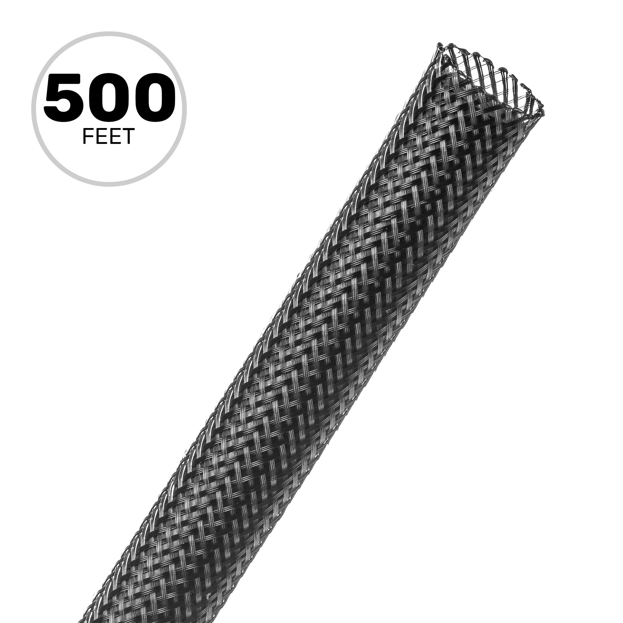 Techflex Flexo PET Expandable Braided Sleeving (1/2" Carbon, 500' Spool)