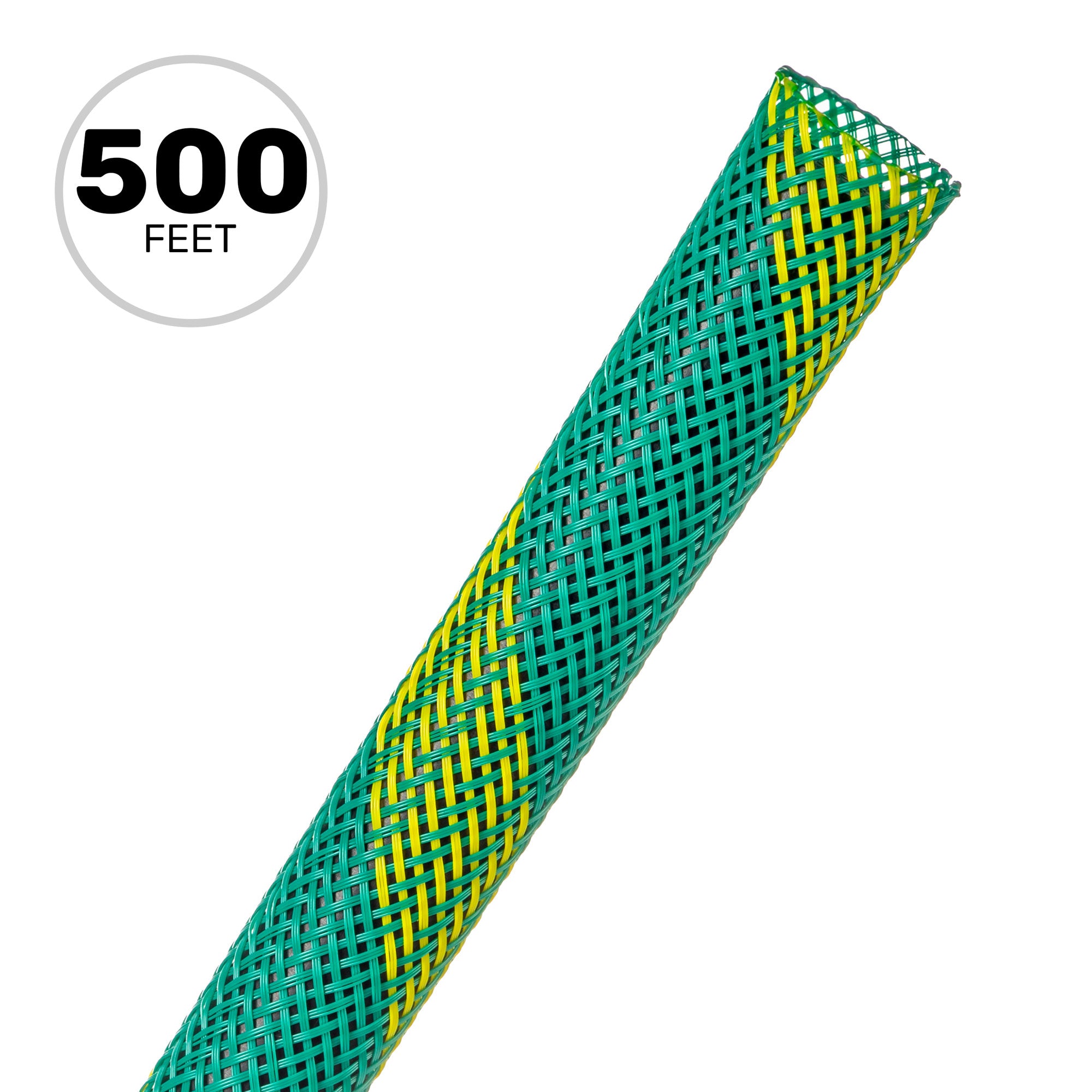 Techflex Flexo PET Expandable Braided Sleeving (1/2" Ground Stripe, 500' Spool)