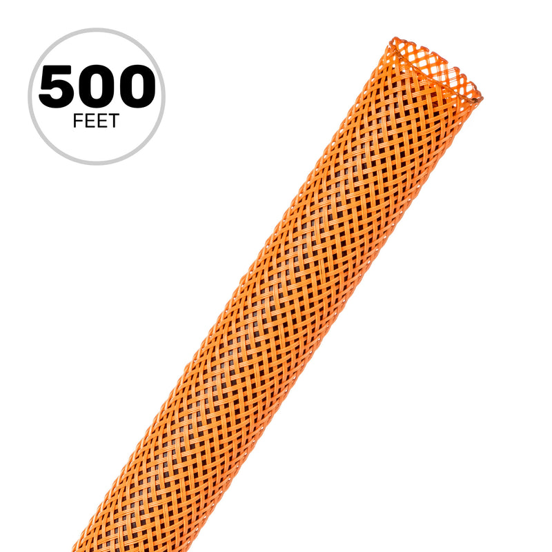 Techflex Flexo PET Expandable Braided Sleeving (1/2" Neon Orange, 500' Spool)
