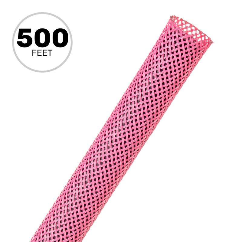 Techflex Flexo PET Expandable Braided Sleeving (1/2" Neon Pink, 500' Spool)