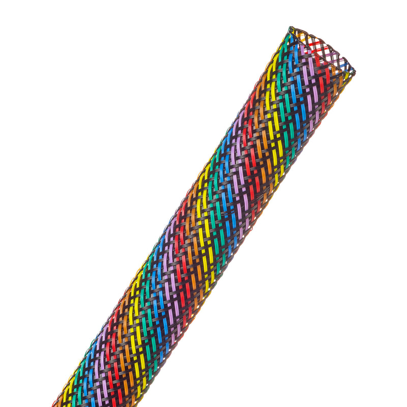 Techflex Flexo PET Expandable Braided Sleeving (1/2" Rainbow Black, 500' Spool)