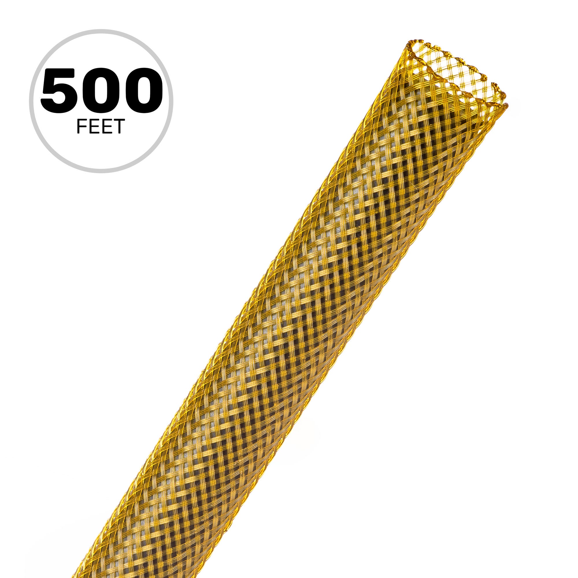 Techflex Flexo PET Expandable Braided Sleeving (1/2" Yellow, 500' Spool)