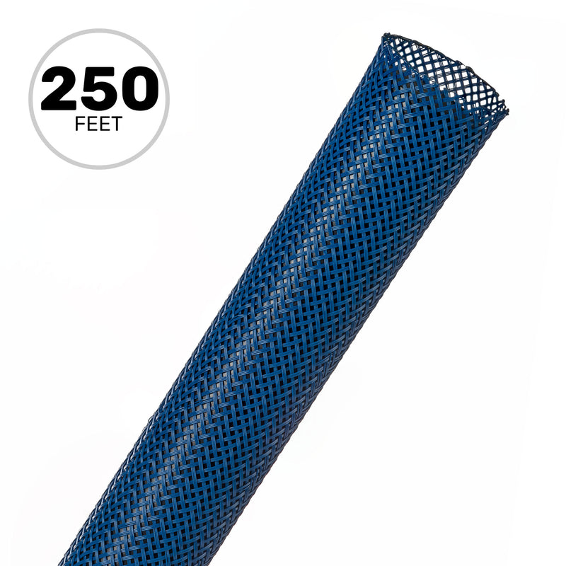 Techflex Flexo PET Expandable Braided Sleeving (3/4" Blue, 250' Spool)