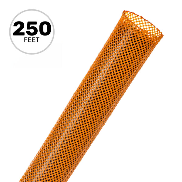 Techflex Flexo PET Expandable Braided Sleeving (3/4" Orange, 250' Spool)