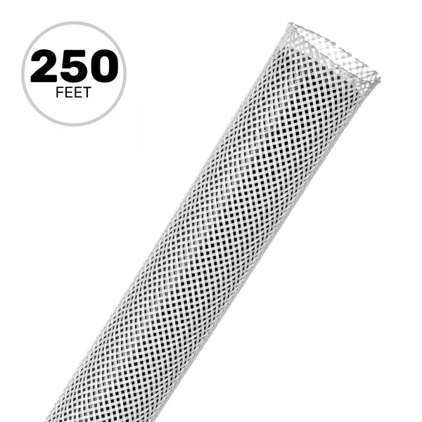 Techflex Flexo PET Expandable Braided Sleeving (3/4" White, 250' Spool)