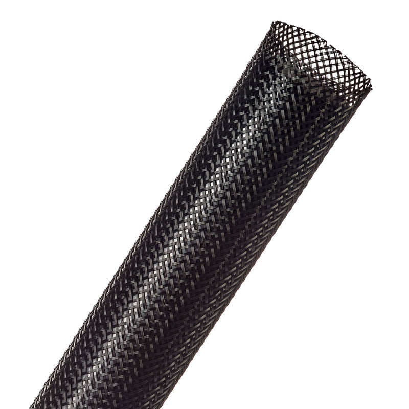 Techflex Flexo PET Expandable Braided Sleeving (1" Black, 250' Spool)