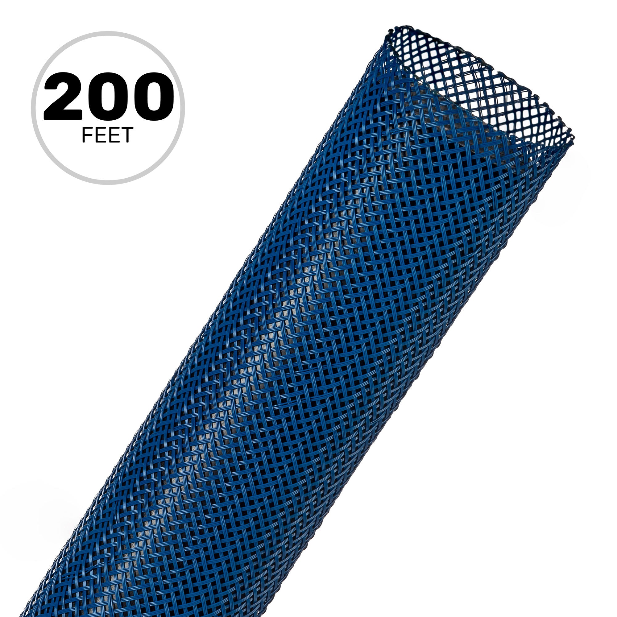 Techflex Flexo PET Expandable Braided Sleeving (1-1/4" Blue, 200' Spool)