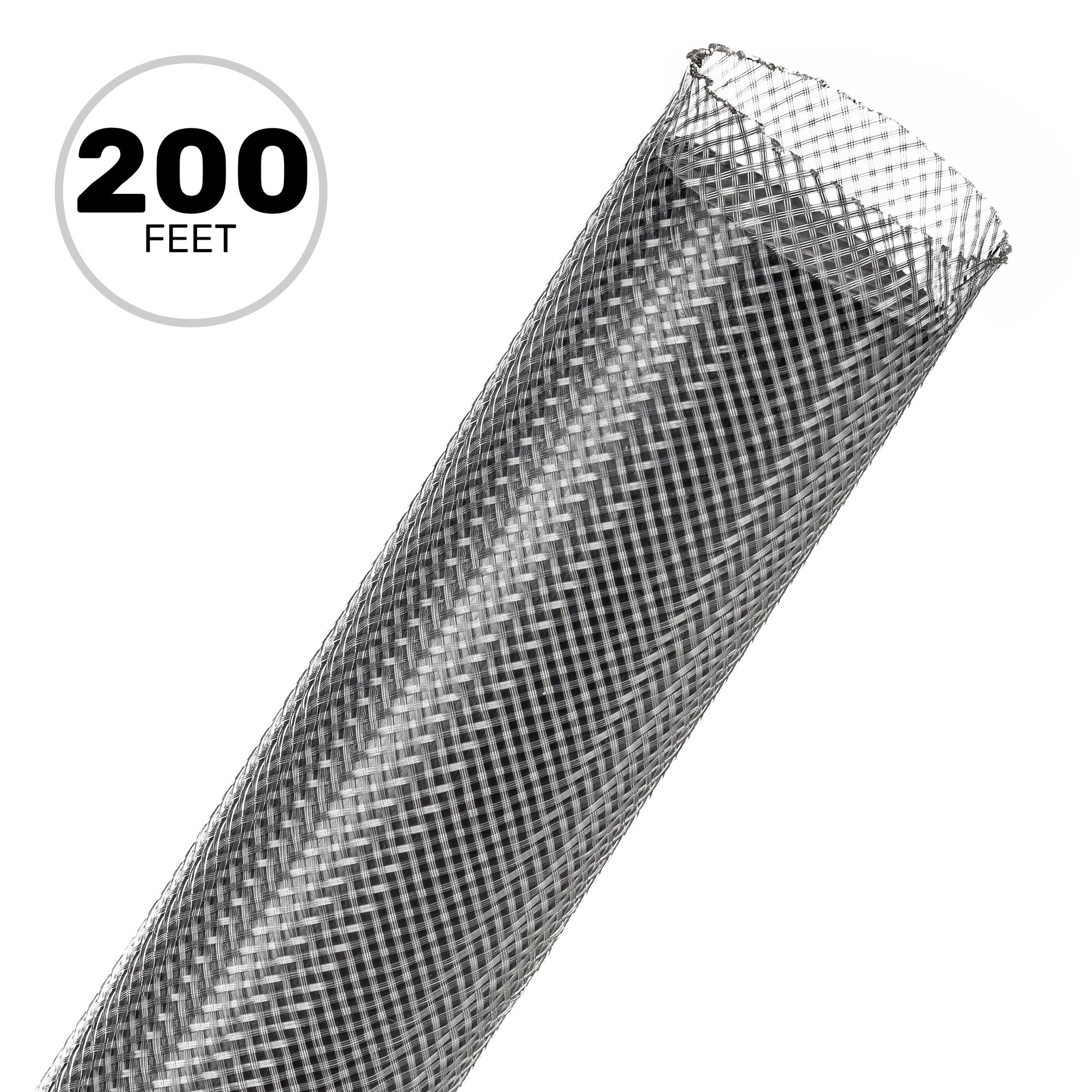Techflex Flexo PET Expandable Braided Sleeving (1-1/4" Clear, 200' Spool)