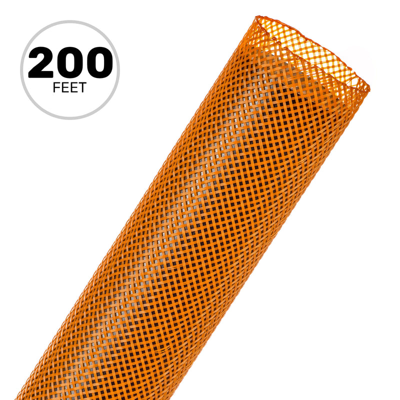 Techflex Flexo PET Expandable Braided Sleeving (1-1/4" Orange, 200' Spool)