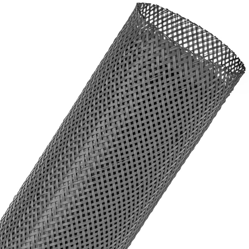 Techflex Flexo PET Expandable Braided Sleeving (1-3/4" Grey, 200' Spool)