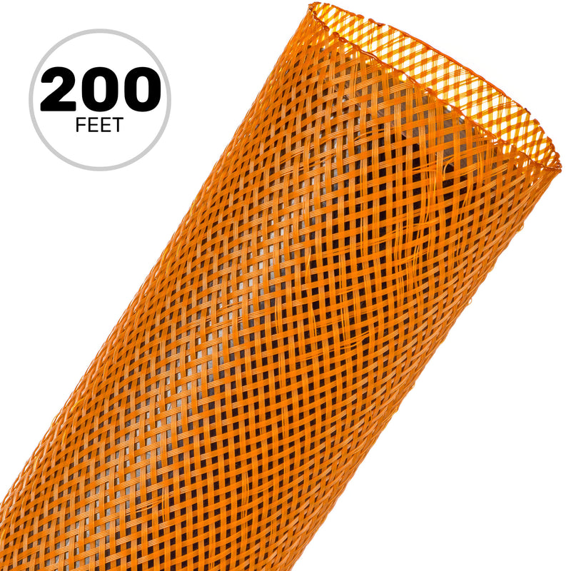 Techflex Flexo PET Expandable Braided Sleeving (1-3/4" Orange, 200' Spool)