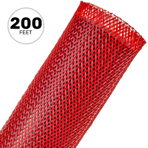 Techflex Flexo PET Expandable Braided Sleeving (1-3/4" Red, 200' Spool)