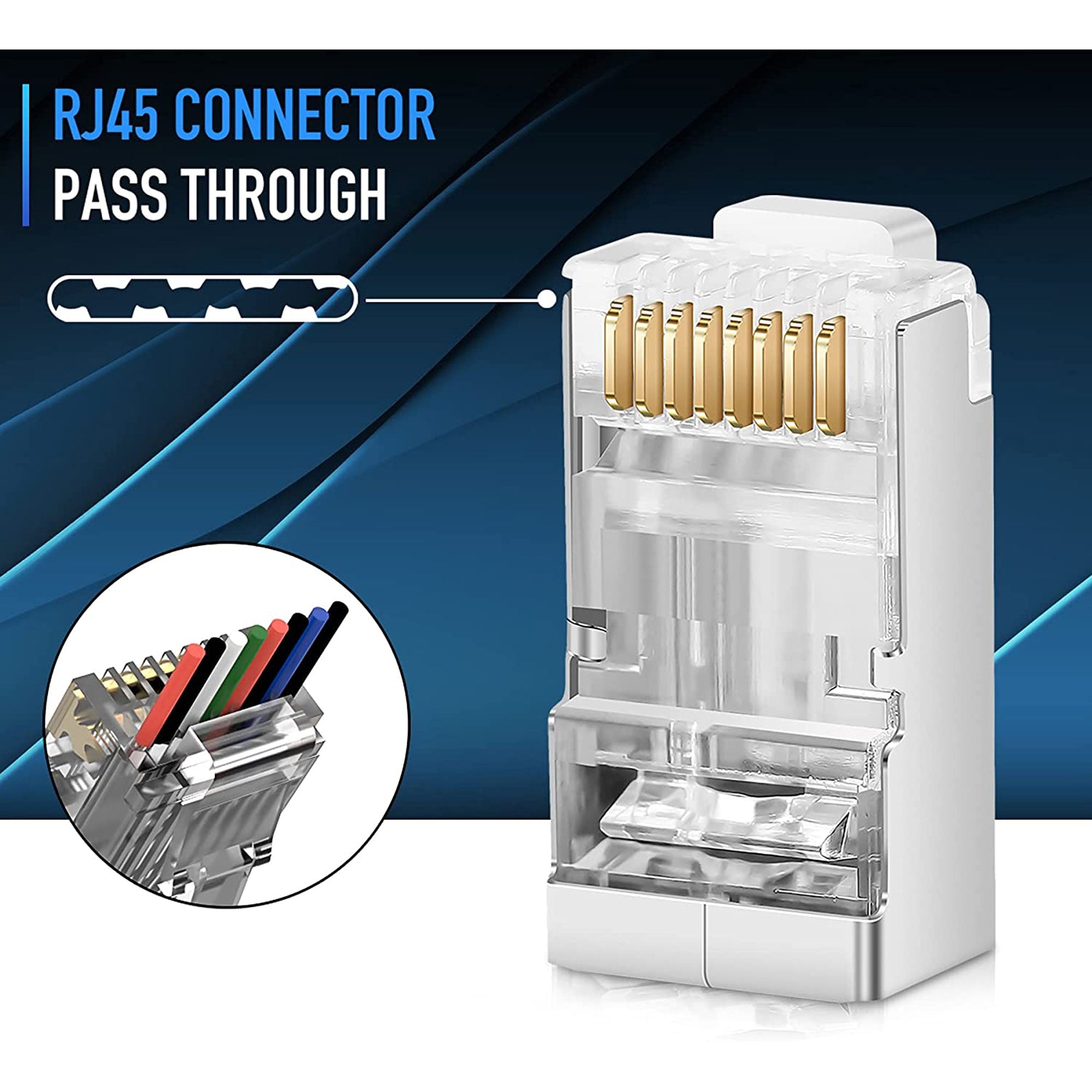 Performance Audio Shielded RJ45 CAT6 Connector with Gold Plated 3-Prong Contacts