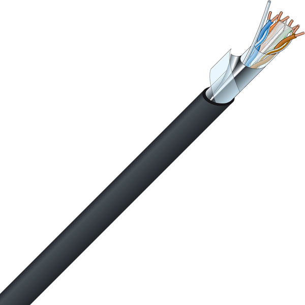 Canare RJC6A-4P-F Cat6a Standard STP (F/UTP) Shielded Ethernet Cable (Black, By the Foot)
