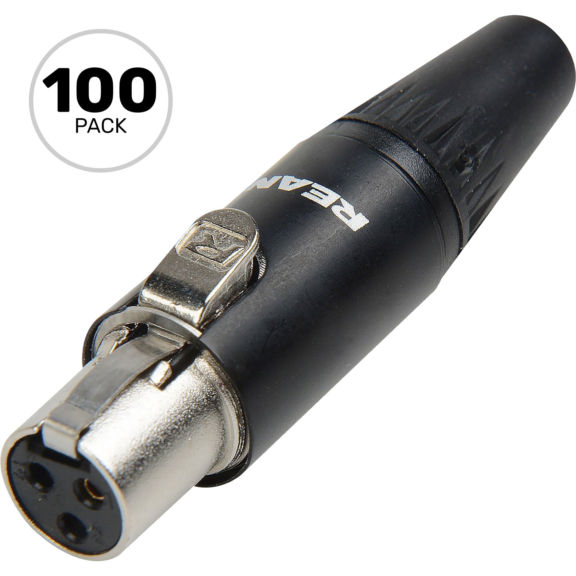 Neutrik Rean RT3FC-B Female 3-Pin Tiny XLR Connector (Black/Gold, Box of 100)