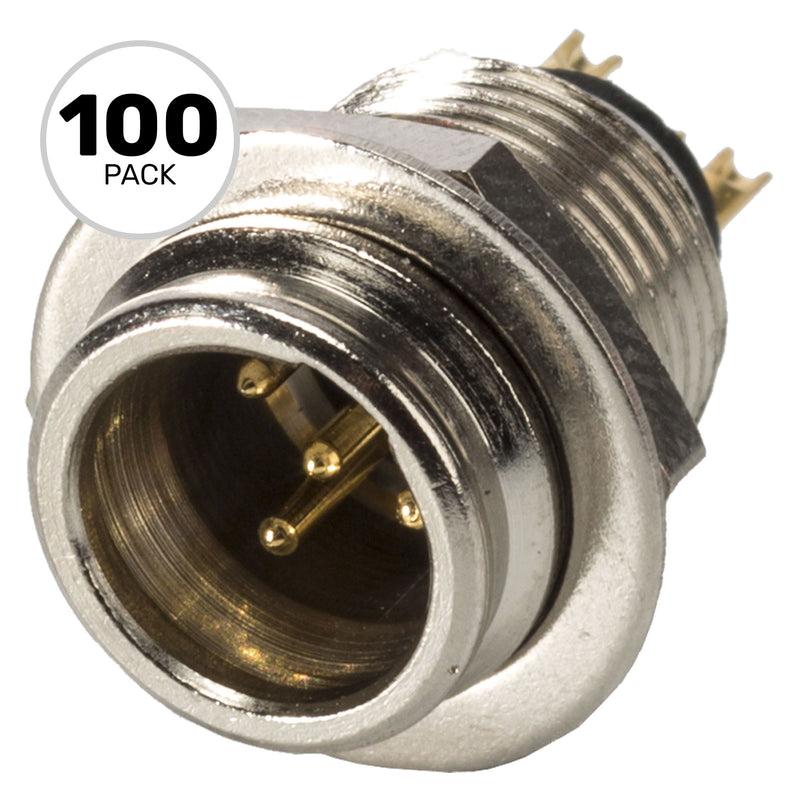 Neutrik Rean RT4MP Male 4-Pin Tiny XLR Chassis Connector (Nickel/Gold, Box of 100)