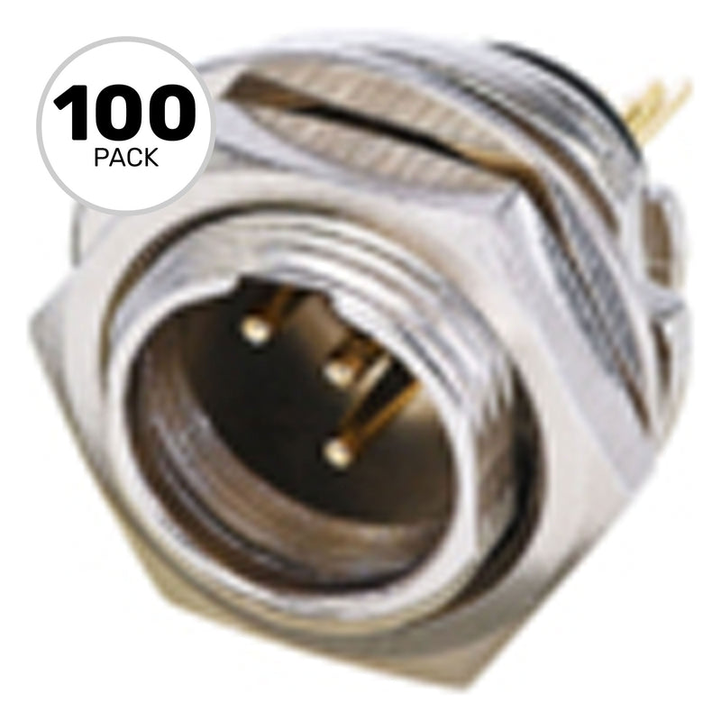Neutrik Rean RT4MPR Rear Mountable Male 4-Pin Tiny XLR Chassis Connector (Nickel/Gold, Box of 100)