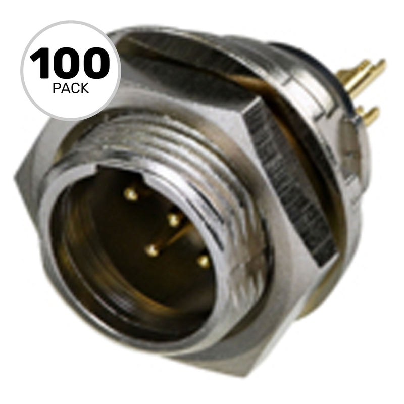 Neutrik Rean RT5MPR Rear Mountable Male 5-Pin Tiny XLR Chassis Connector (Nickel/Gold, Box of 100)