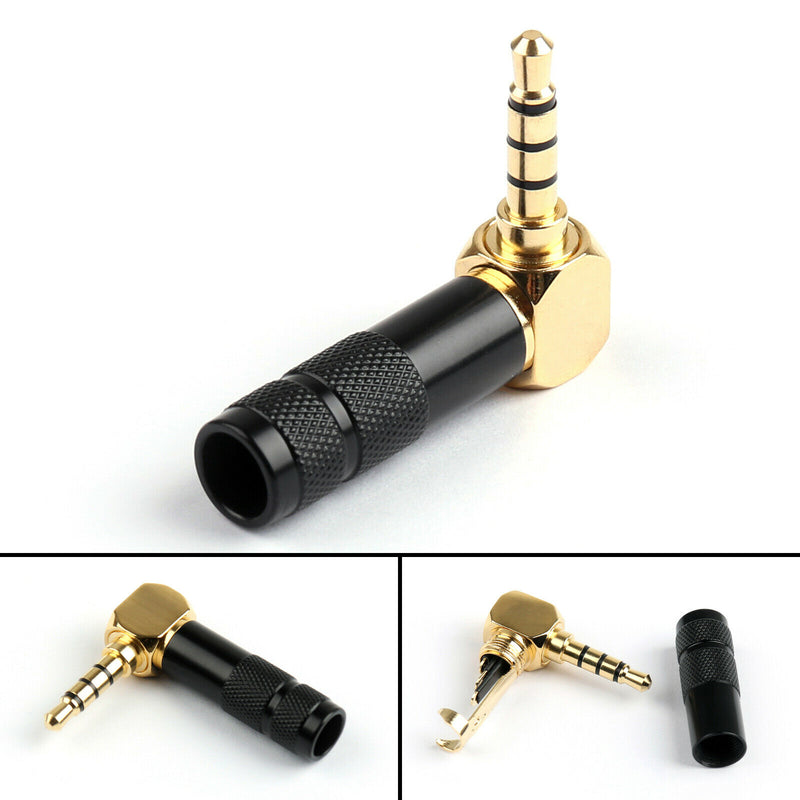 Performance Audio Gold Plated 3.5mm 4-Pole TRRS Male Headphone Connector (Black, Right-Angle)