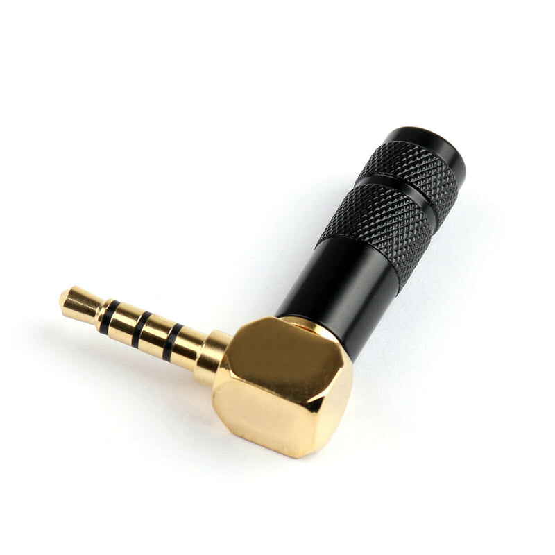 Performance Audio Gold Plated 3.5mm 4-Pole TRRS Male Headphone Connector (Black, Right-Angle)