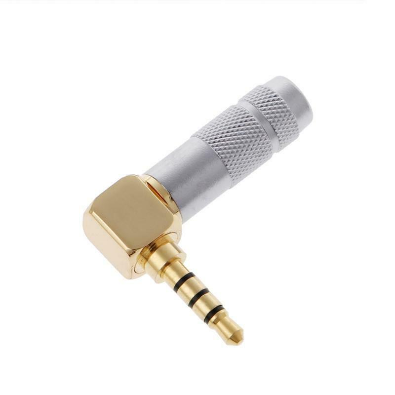 Performance Audio Gold Plated 3.5mm 4-Pole TRRS Male Headphone Connector (Silver, Right-Angle)
