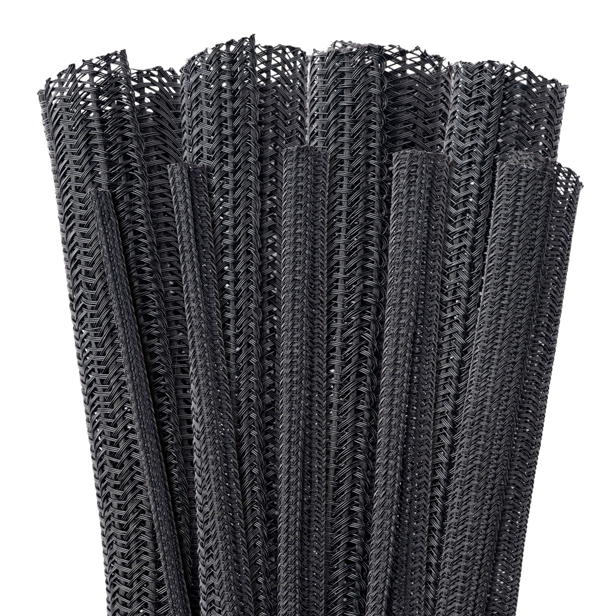 Techflex Flexo F6 Split, Semi-Rigid Braided Sleeving (1/2" Black, 150' Box)