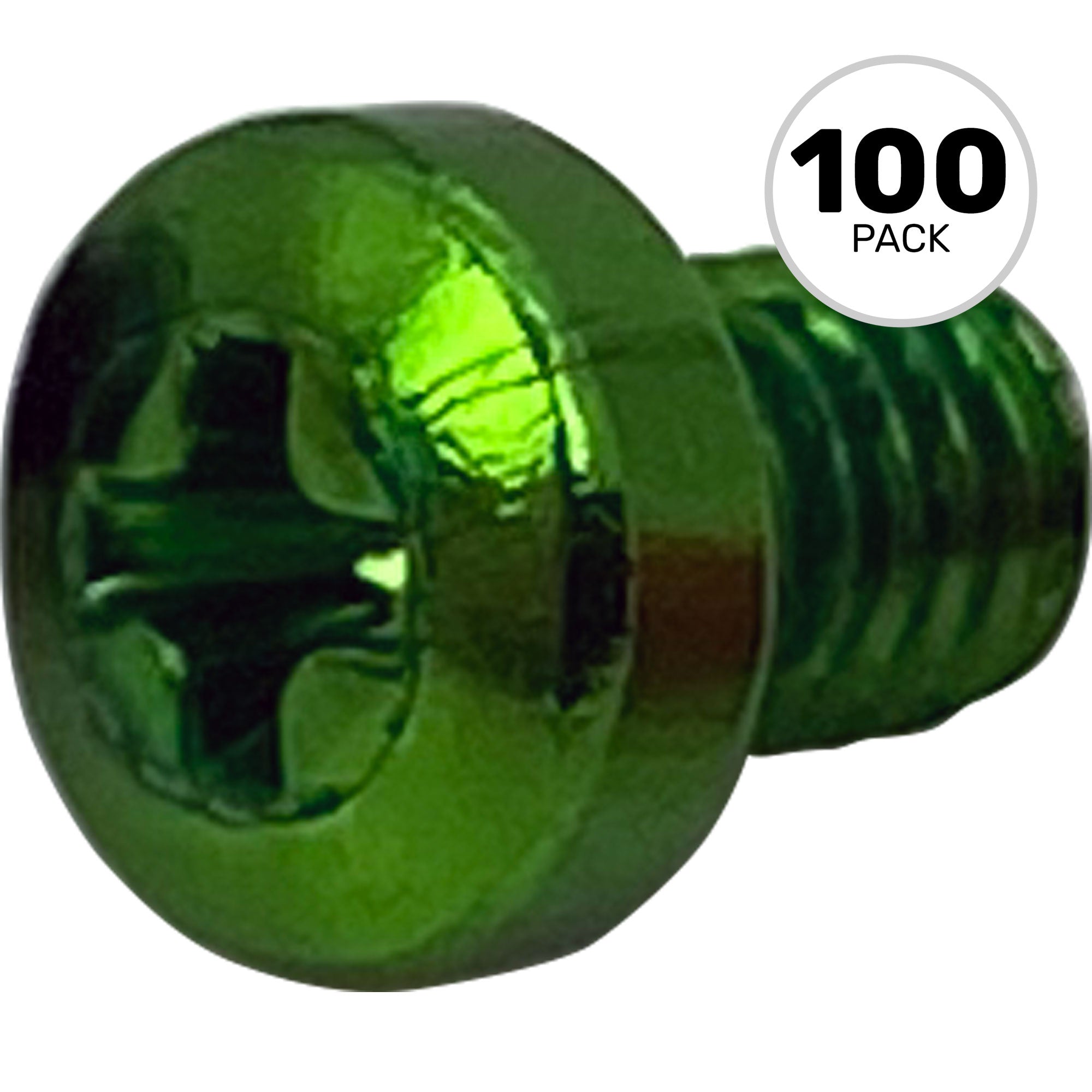SquarePlug M3x4/G Anodized Aluminum M3x4 Color Coding Screws (Green, 100 Pack)