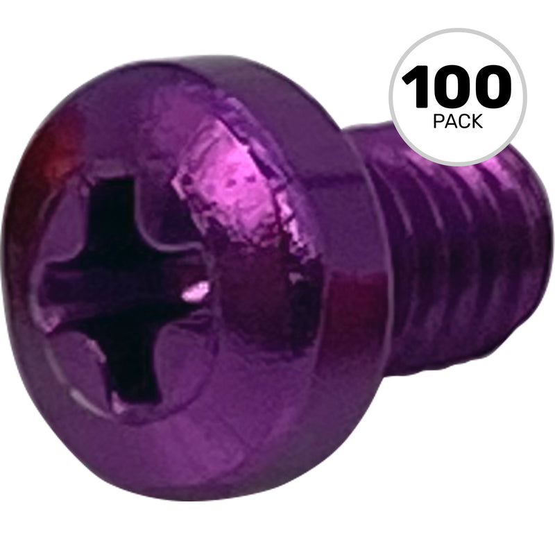 SquarePlug M3x4/P Anodized Aluminum M3x4 Color Coding Screws (Purple, 100 Pack)