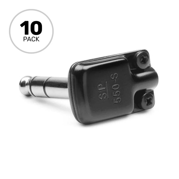 SquarePlug SP550-SBK Compact Pancake Right-Angle 1/4" TRS Stereo Cable Plugs (Black, 10 Pack)
