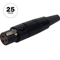Switchcraft TA3FBX Female 3-Pin Tini-QG Mini-XLR Cable Connector (Black, 25 Pack) Image 1