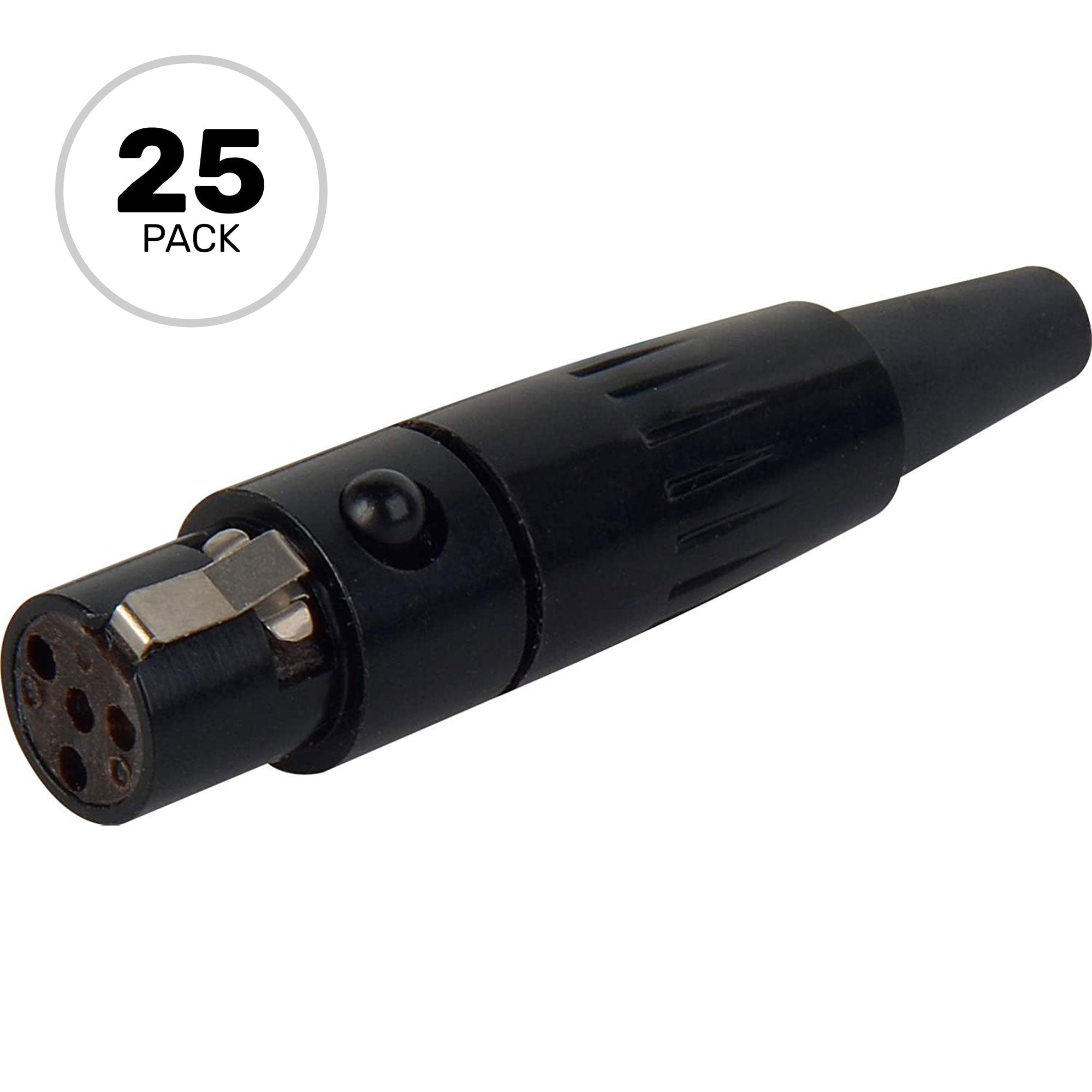 Switchcraft TA4FBX Female 4-Pin Tini-QG Mini-XLR Cable Connector (Black, 25 Pack)