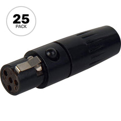 Switchcraft TA4FLBX Female 4-Pin Tini-QG Mini-XLR Cable Connector for Large Cable (Black, 25 Pack) Image 1