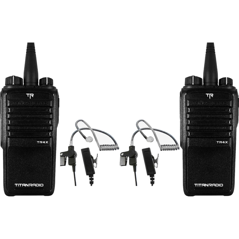 Titan Radio TR4X UHF Two-Way Radios (2 Pack with Surveillance Kits)
