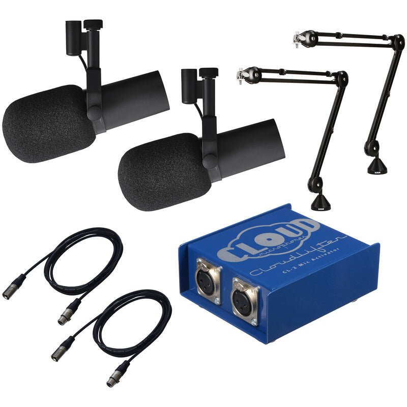 Shure Dual SM7B Microphones and 2-Person Cloudlifter Broadcast Bundle