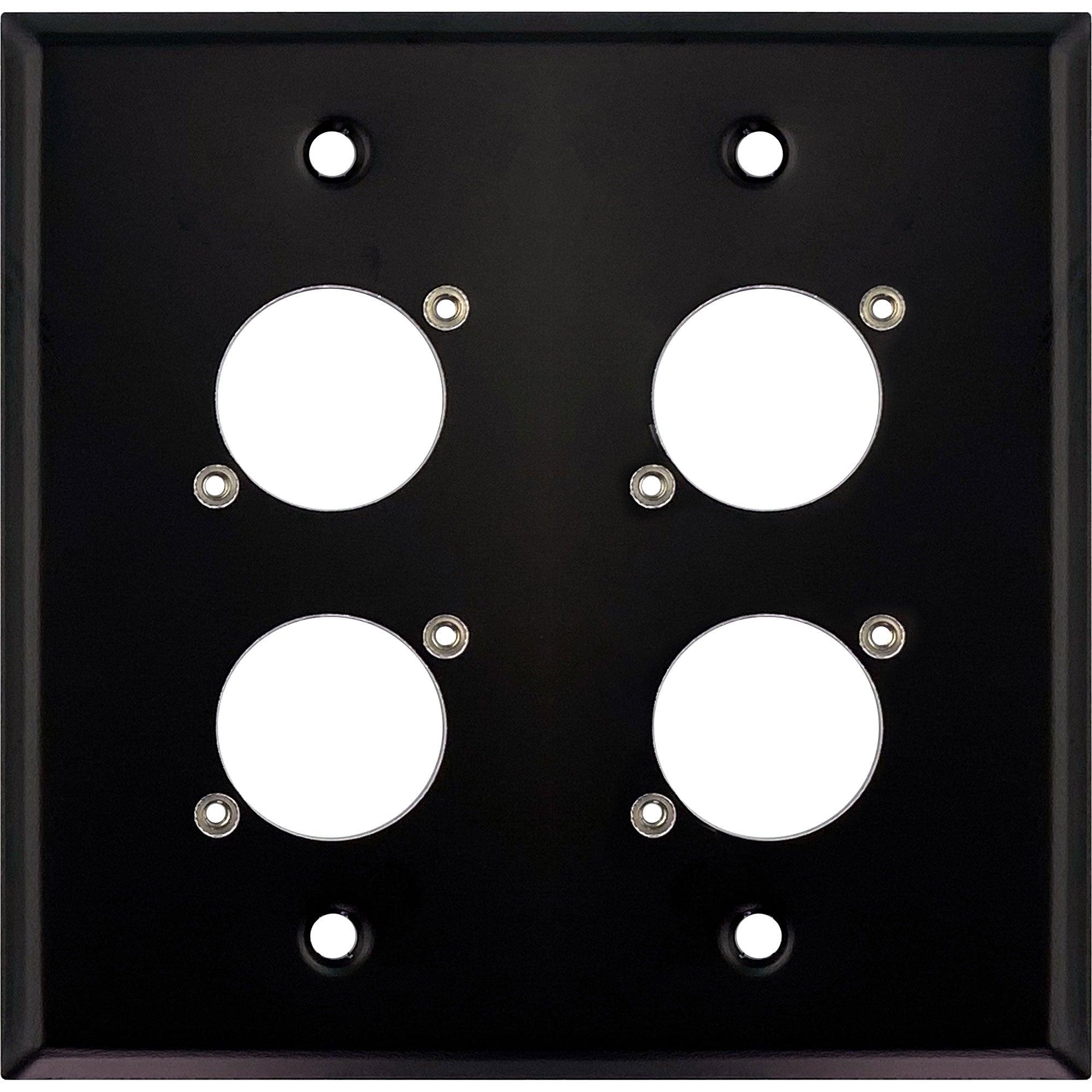 Whirlwind WP2B/4NDH 2-Gang Wall Plate Punched for 4 Neutrik XLR Terminals (Black)