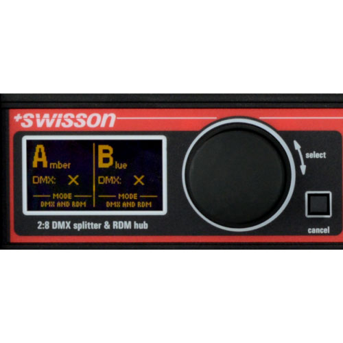 Swisson XPD-28-5R4 DMX & RDM Splitter - 2x 5-Pin XLR Inputs - 4x 5-Pin & 4x 3-Pin XLR Outputs
