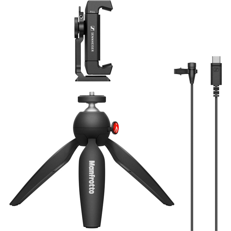 Sennheiser XS Lav USB-C Mobile Kit with Mic, Tabletop Stand, Clamp with Cold-Shoe, Pouch & More