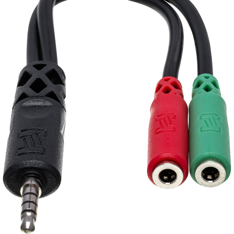 Hosa YMM-108 3.5mm TRRS to Dual 3.5mm TRSF Headset/Mic Breakout Cable